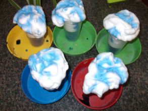 Primary 3 and 4 make their rain clouds.